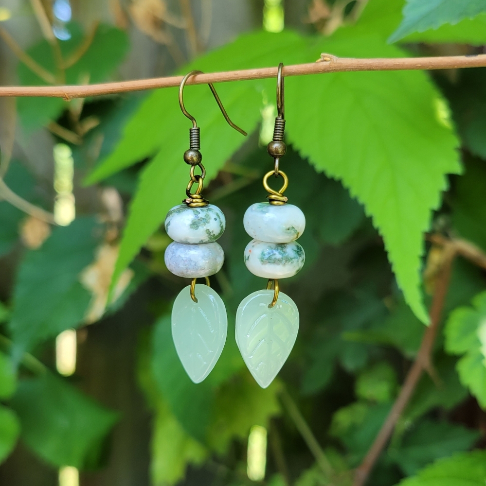 Handmade Small Earthly Leaf Dangle Earrings
